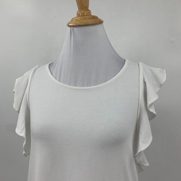 Lilly Pulitzer Lanette Top Womens S White Pima Cotton Blend Flutter Sleeve Shirt - Picture 3 of 13